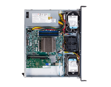 1U Intel single-CPU RI1102H+ server - interior view