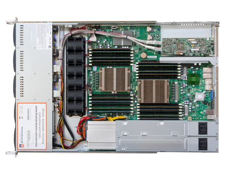 1U Intel Dual-CPU RI2108 Server - Internal view