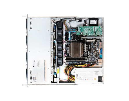 1U Intel Single-CPU RI1104H Server - Interior view ASUS mainboard